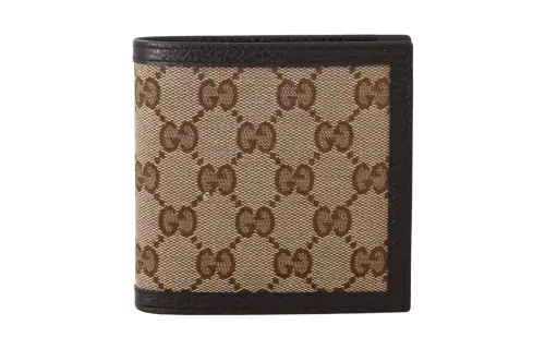 GUCCI Canvas With Leather Wallet Men's Brown