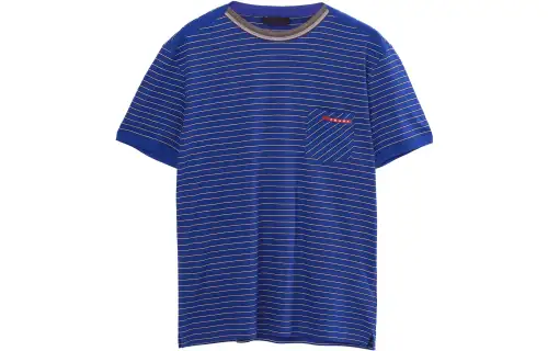 PRADA T Shirts Men's Blue Crew Neck Moderate