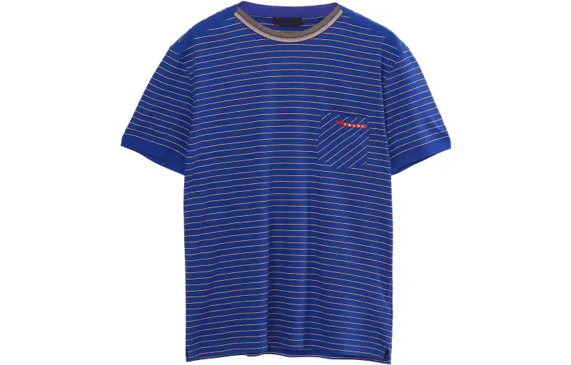 PRADA T Shirts Men's Blue Crew Neck Moderate