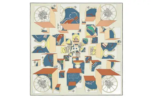 HERMES Carre Silk Scarf Women's Light Yellow
