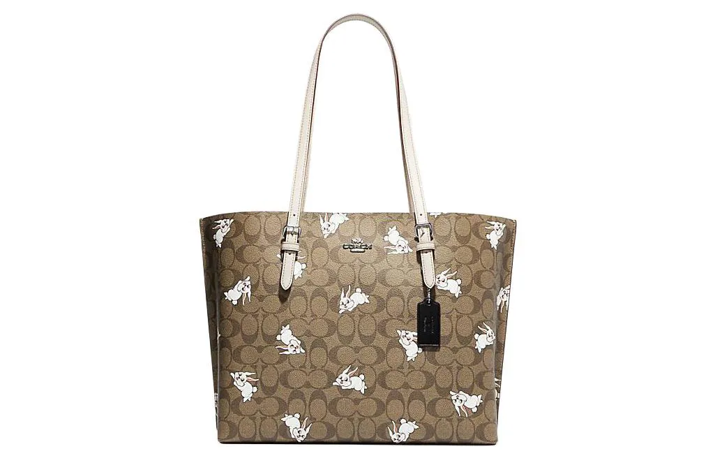 COACH Baymax Rabbit, Collaboration Mollie Cow Leather Detail Tote Bag, Shopping Bag, Handbag, Shoulder Bag 34 Women's