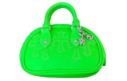 Chrome Hearts Leather Bowling Bag, Shoulder Bag, Handbag Small Women's Apple Green