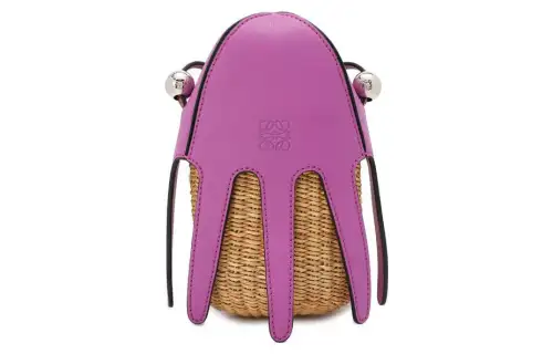 LOEWE Cow Leather Shoulder Bag Women's Natural/Purple