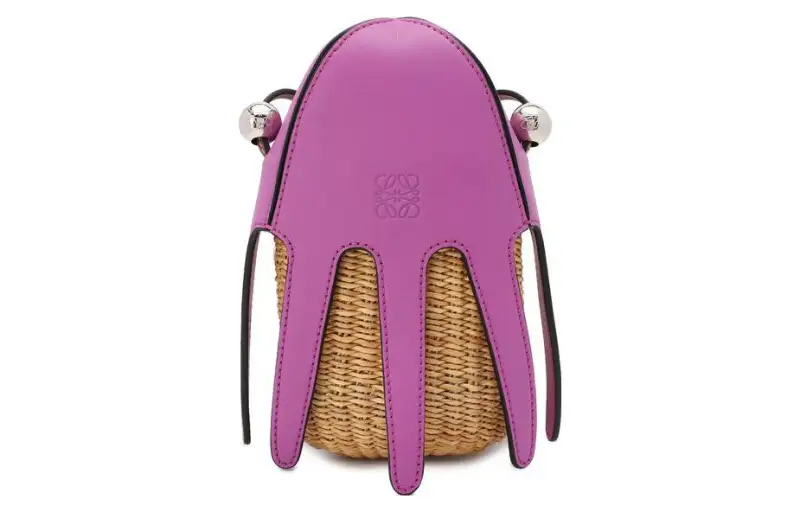 LOEWE Cow Leather Shoulder Bag Women's Natural/Purple