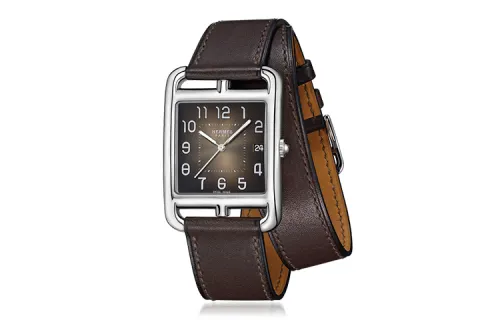 HERMES Wrist Watches Quartz Movement Calfskin Strap Tan Watch Dial Women's 044342WW00