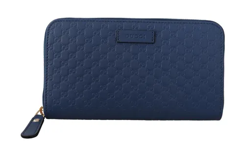 GUCCI Leather Wallet Small Women's Blue