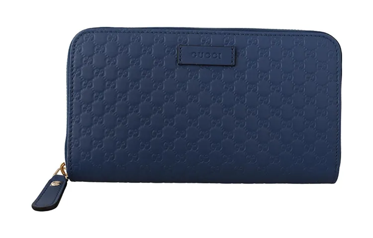 GUCCI Leather Wallet Small Women's Blue