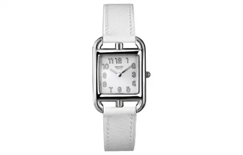 HERMES Cape Cod Wrist Watches Quartz Movement Cow Leather Strap 23*23mm White Dial Women's 30m Water Resistant