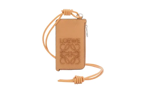 LOEWE Cow Leather Coin Card Holder Men's Sand