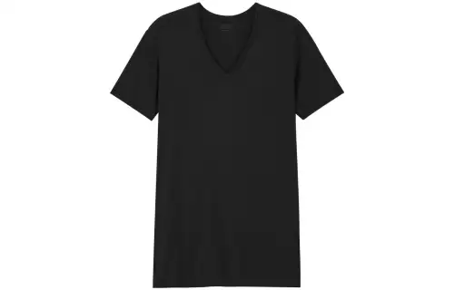 UNIQLO T Shirts Men's Black V Neck Moderate Straight Fit