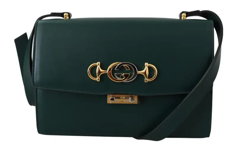 GUCCI Zumi Leather Crossbody Bag, Shoulder Bag Women's Green
