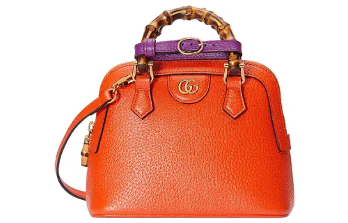 GUCCI Diana Leather Tote Bag, Shopping Bag, Shoulder Bag, Crossbody Bag, Handbag Mini Women's Orange