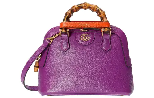 GUCCI Diana Leather Tote Bag, Shopping Bag, Shoulder Bag, Crossbody Bag, Handbag Mini Women's Purple