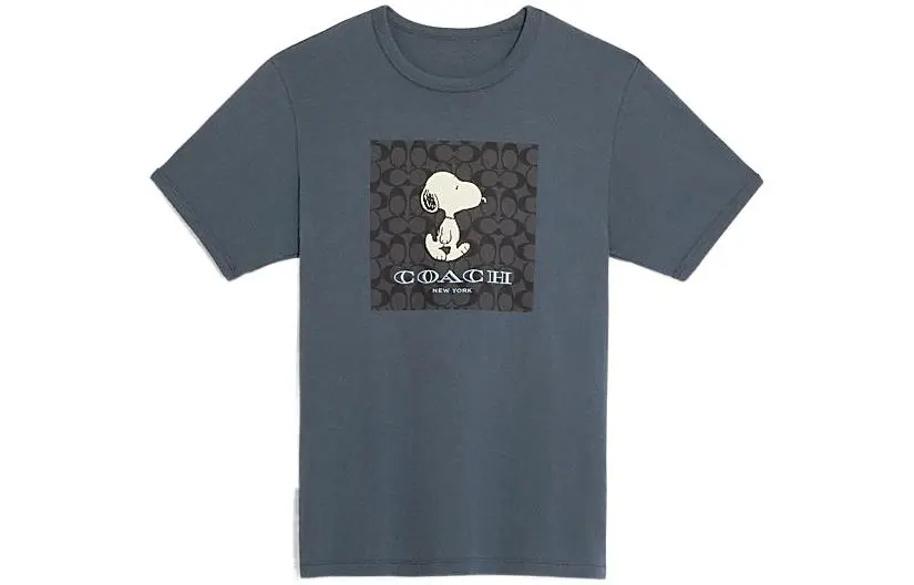 COACH Cartoon Puppy Print Crew Neck Short Sleeved FW22 T Shirt Men's Cement