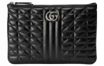 GUCCI GG Marmont Quilted Leather Clutch Women's Black