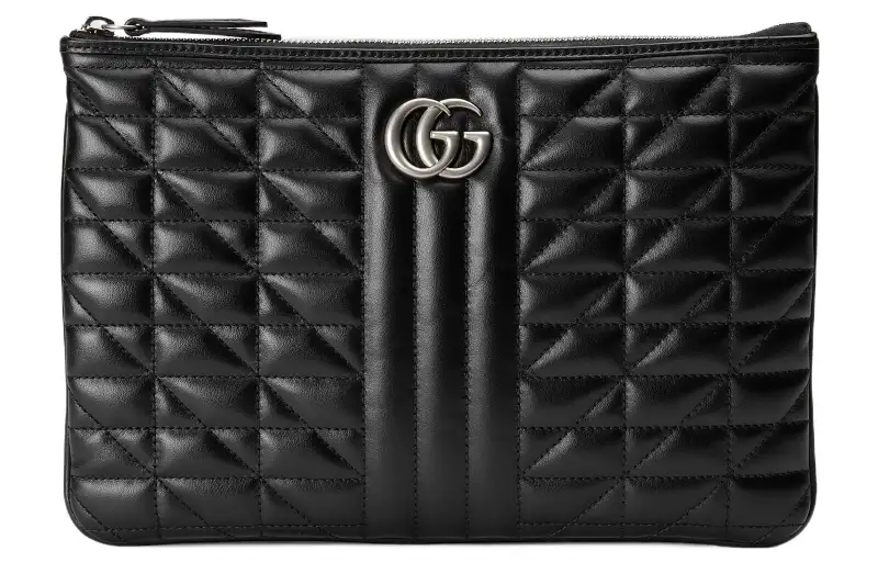 GUCCI GG Marmont Quilted Leather Clutch Women's Black