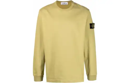STONE ISLAND T Shirts Men's Yellow Crew Neck Moderate Straight Fit