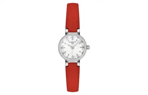 TISSOT Quartz Movement 30m Waterproof Women's Watch 19.5mm White Dial Stainless Steel Case Leather Strap