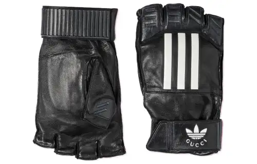 GUCCI Adidas X Gucci Collaboration Collection Leather Gloves Men's Black