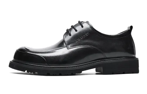 Qianbaidu C°BANNER Fashion Business Derby Shoes Formal Leather Shoes Men's Black