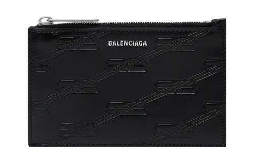 Balenciaga Cow Leather Coin Purse, Card Holder Regular Women's Black