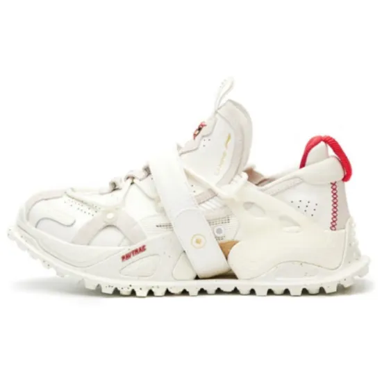 LINING Pan Gu Casual Shoes Women's Low-Top Champagne White/Camellia Red