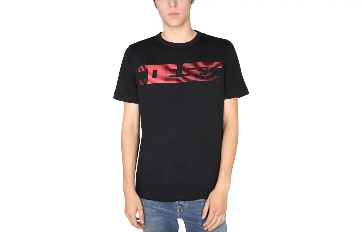 DIESEL T-Shirts Men's Black Crew Neck Moderate