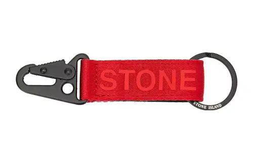 STONE ISLAND Rubber nylon red keychain with letters with velcro, with your logo imprint, men's style