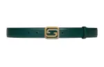 GUCCI Interlocking Leather Belts Men's Green Width 3cm