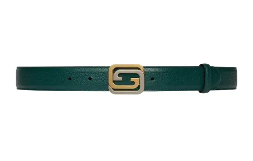 GUCCI Interlocking Leather Belts Men's Green Width 3cm