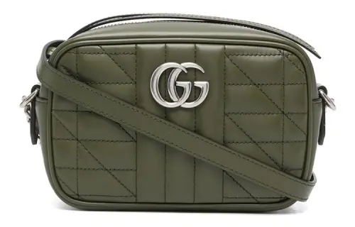 GUCCI GG Marmont Calfskin Camera Bag, Shoulder Bag, Crossbody Bag Mini Women's Jasper