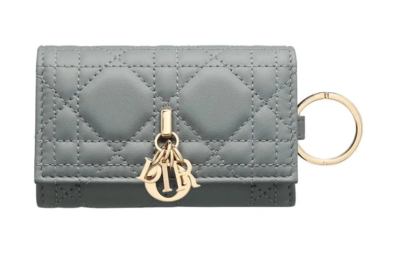 DIOR My Dior Lambskin Key Pouch Women's Cloud Blue