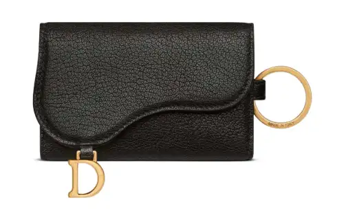 DIOR Saddle Goatskin Key Pouch Women's Black