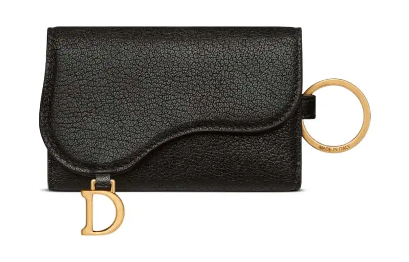 DIOR Saddle Goatskin Key Pouch Women's Black