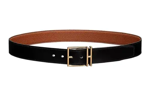 HERMES Cow Leather Belts Men's Width 3.2cm