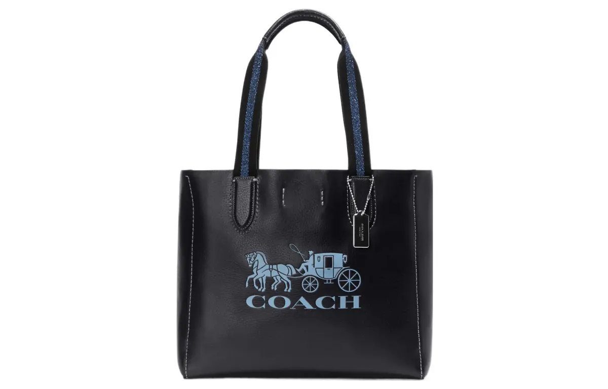 COACH Derby Pebbled Leather With Suede Tote Bag, Shopping Bag, Handbag, Shoulder Bag Regular Women's Marine Blue