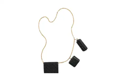 Bottega Veneta Calfskin 3 in 1 Chain Card Holder Women's Black