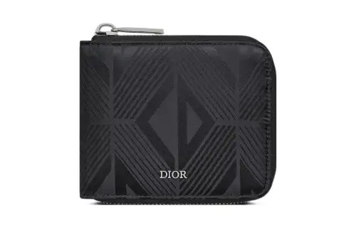 DIOR CD Diamond Leather Wallet Men's Black