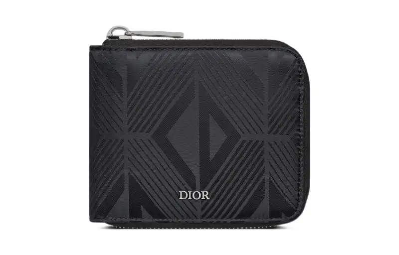 DIOR CD Diamond Leather Wallet Men's Black