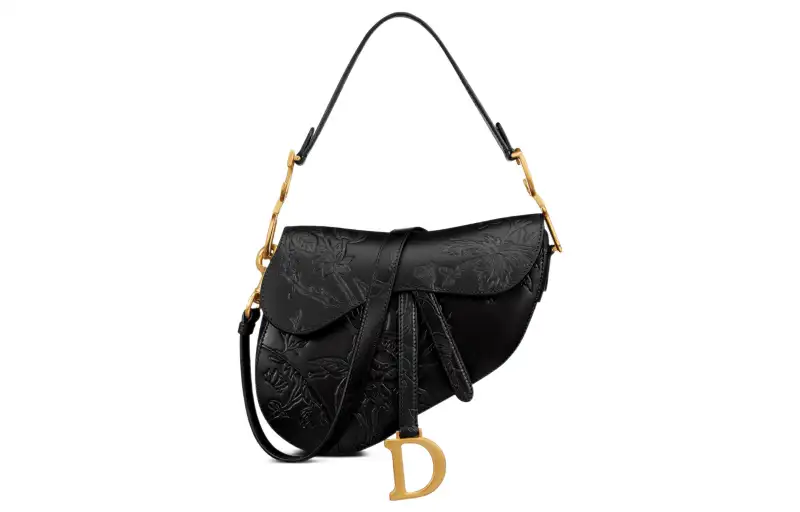 DIOR Saddle Grained Calfskin Saddle Bag, Shoulder Bag, Crossbody Bag, Handbag Women's Black