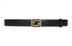 GUCCI Interlocking Leather Belts Men's Black Width 3cm