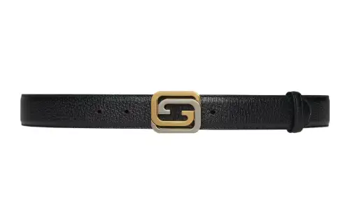 GUCCI Interlocking Leather Belts Men's Black Width 3cm