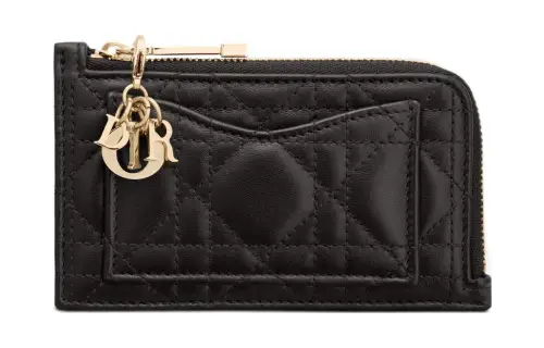 DIOR Lady Dior Lambskin Card Holder Regular Women's Black