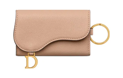 DIOR Saddle Goatskin Key Pouch Women's Light Pink