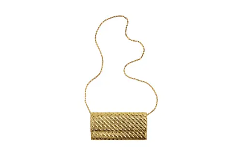 Bottega Veneta Lambskin Shoulder Bag, Crossbody Bag, Wallet Women's Gold