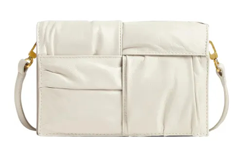 Bottega Veneta Cassette Crossbody Bag Mini Foulard Intreccio White