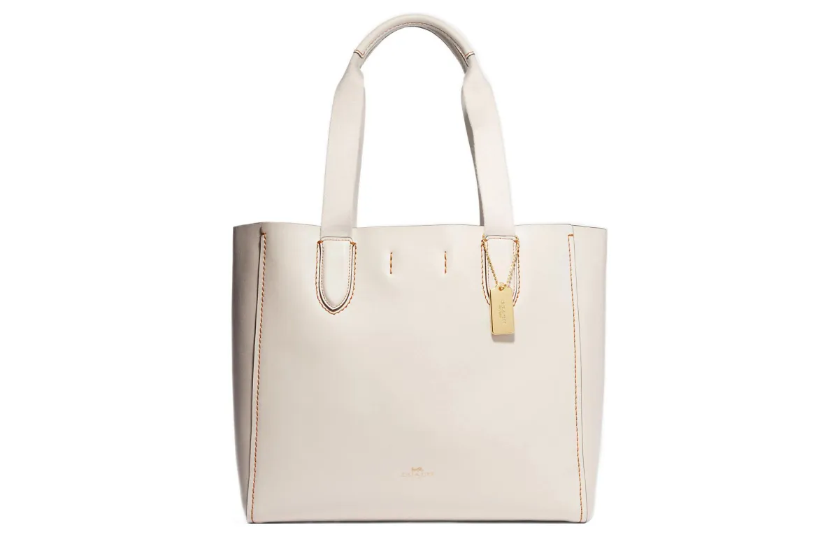 COACH Derby Pebbled Leather Tote Bag, Shopping Bag, Shoulder Bag, Handbag Large Women's White
