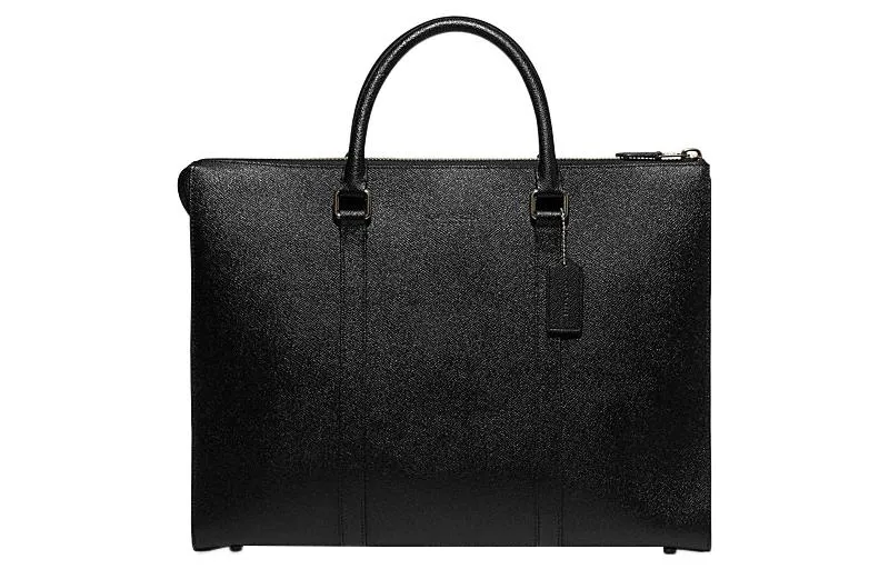 COACH Graham Split Cow Leather Briefcase, Portable Crossbody Bag, Shoulder Bag Large Men's Black