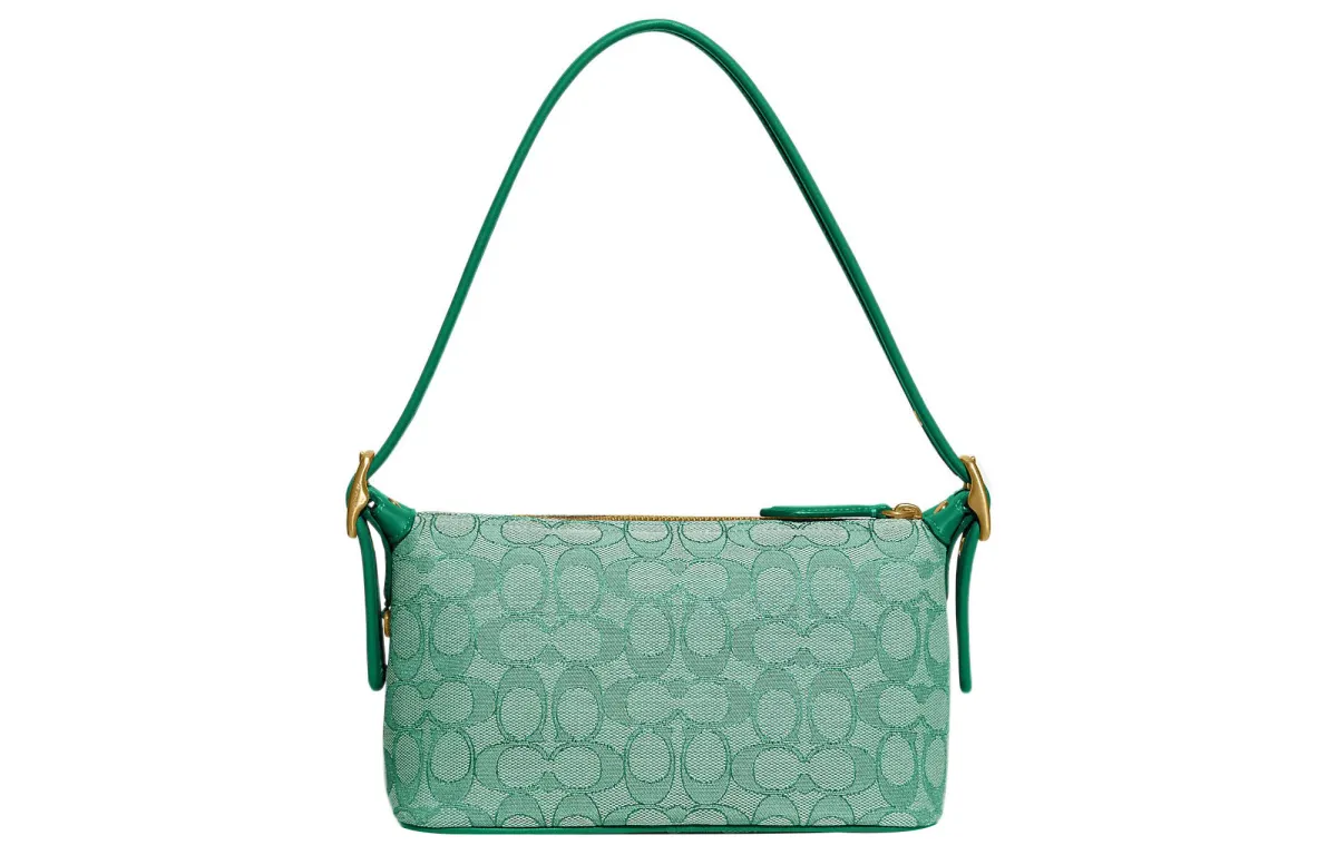 COACH Demi Jacquard Fabric With Recycled Leather Shoulder Bag, Handbag Medium Women's Green