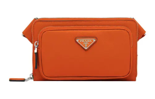PRADA Saffiano Leather Crossbody Bag, Shoulder Bag Men's Papaya Orange